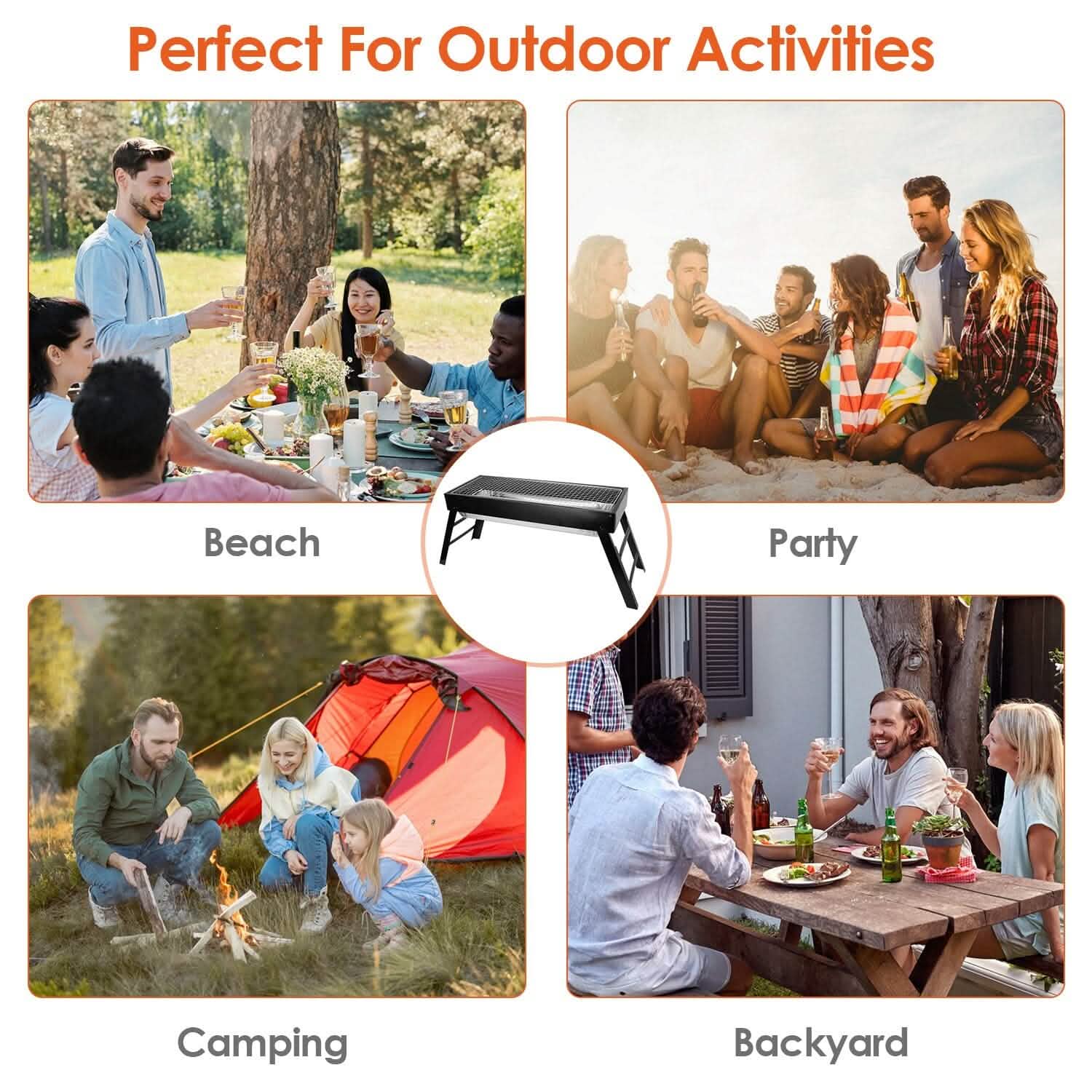 Foldable Charcoal BBQ Grill Stainless Steel Grill Net by DailySale