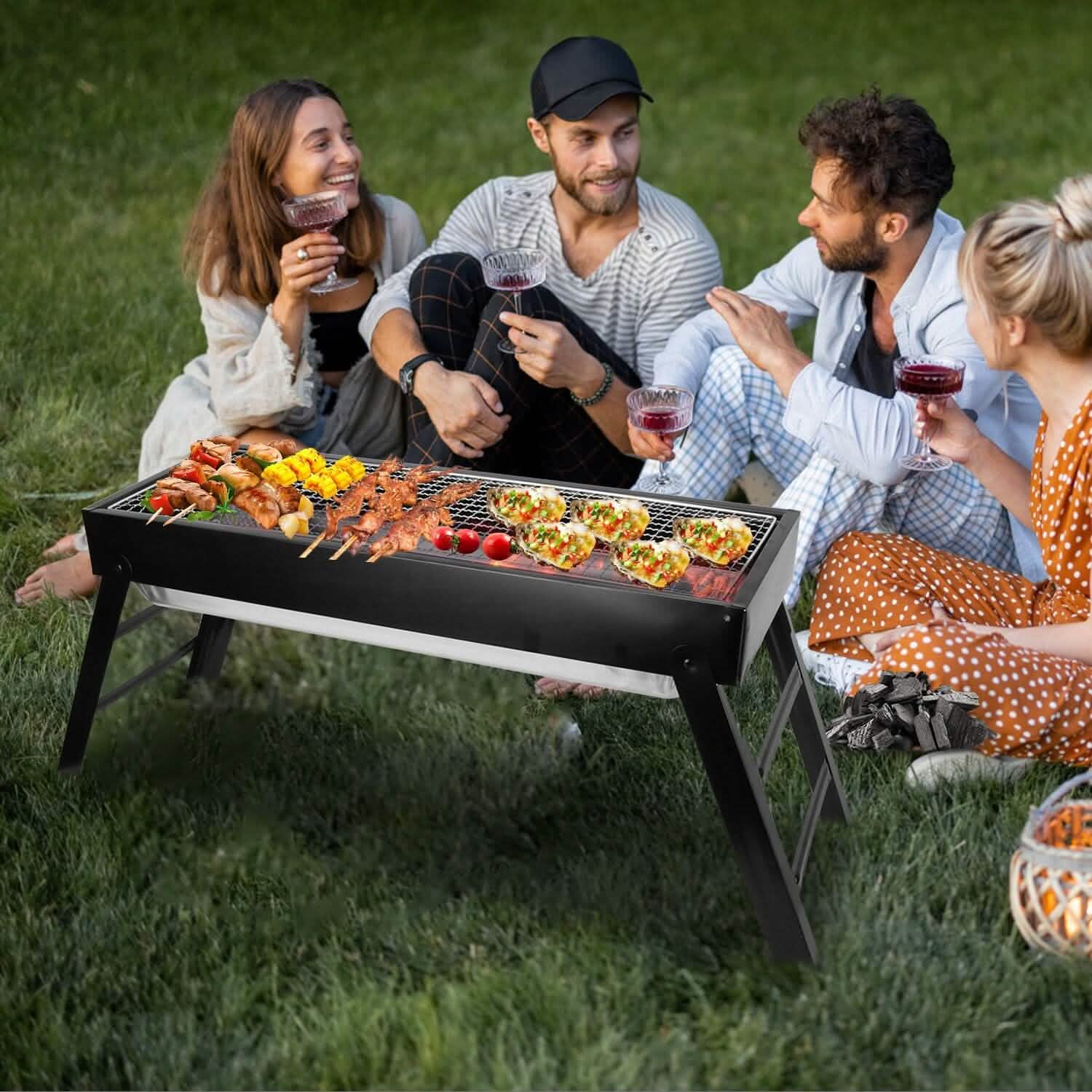 Foldable Charcoal BBQ Grill Stainless Steel Grill Net by DailySale