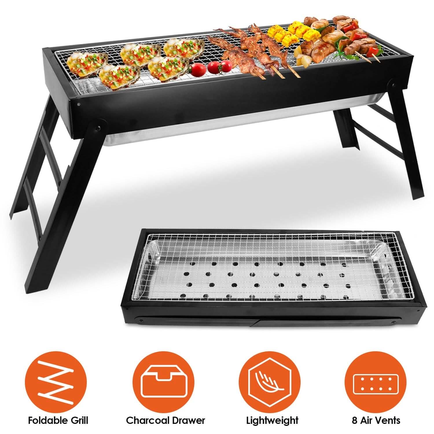 Foldable Charcoal BBQ Grill Stainless Steel Grill Net by DailySale