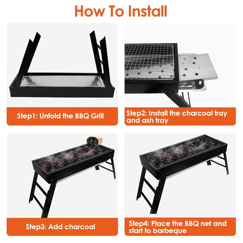 Foldable Charcoal BBQ Grill Stainless Steel Grill Net by DailySale