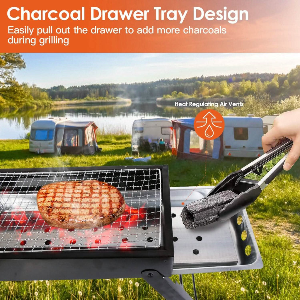 Foldable Charcoal BBQ Grill Stainless Steel Grill Net by DailySale