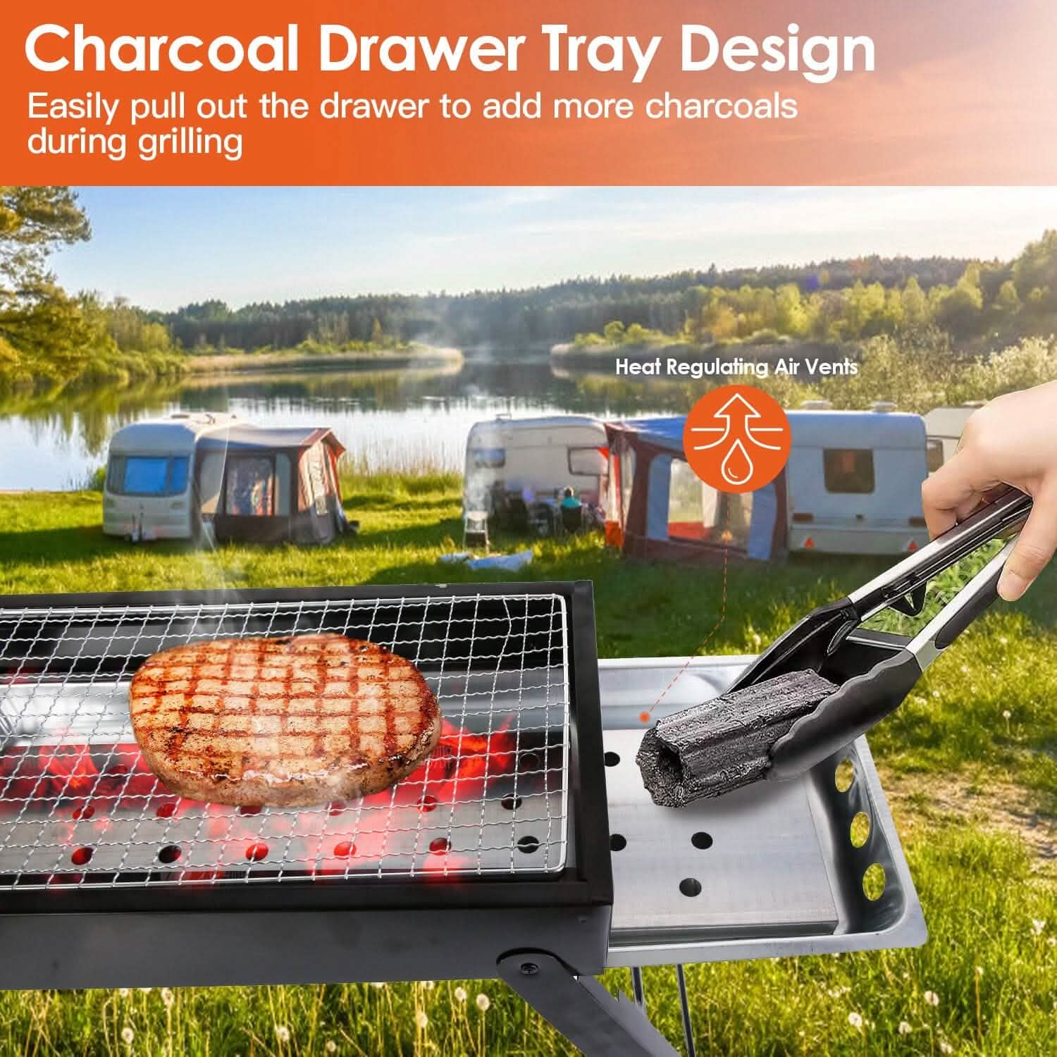Foldable Charcoal BBQ Grill Stainless Steel Grill Net by DailySale