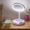 Foldable LED Vanity Mirror With Storage Box, Double-sided 1X & 10X Magnifying Retractable Mirror by DailySale