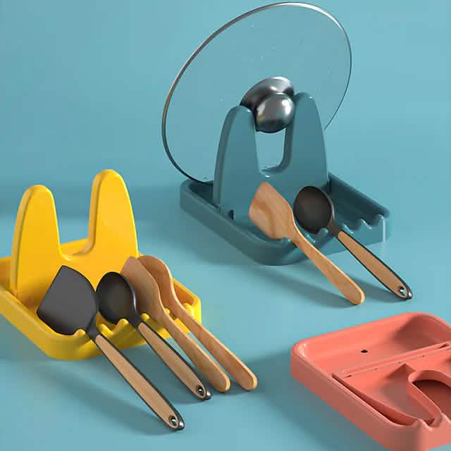 Foldable Pot Lid Rack Plastic Spoon Holder Stand Kitchen Supplies Organizer by DailySale