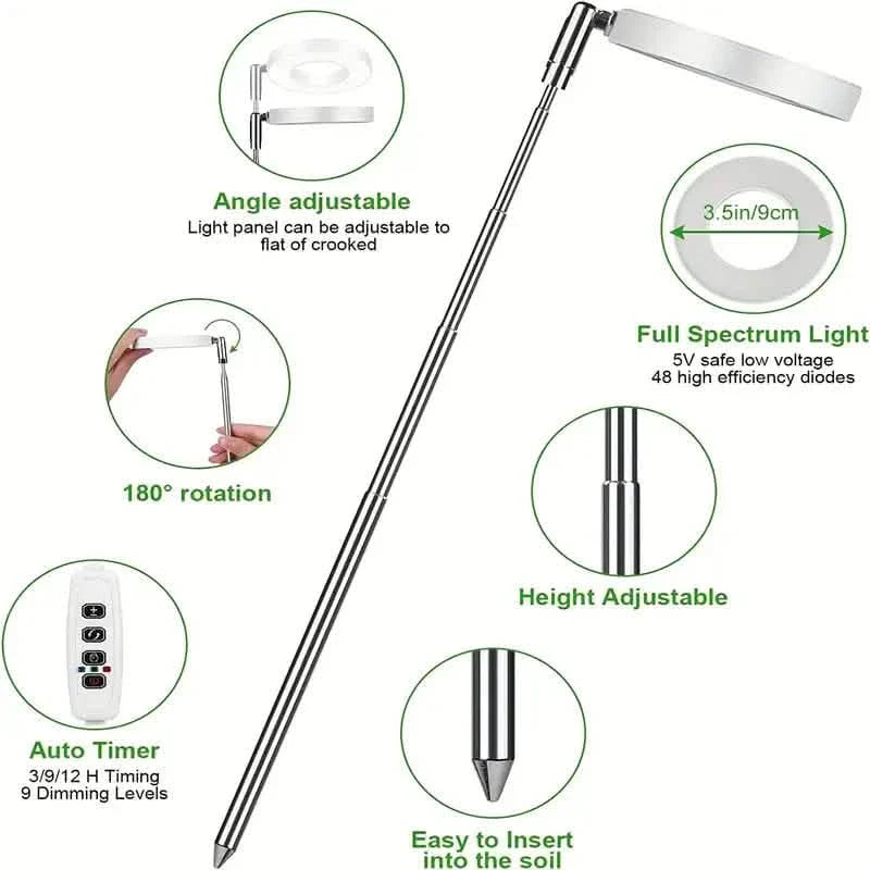 Full Spectrum LED Halo Plant Light With Stand Height Adjustable Auto Timer by DailySale