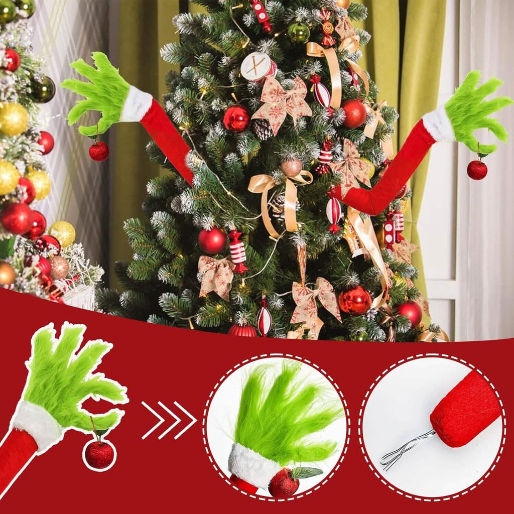 Furry Green Monster Elf Arms Hand for Christmas Tree Ornaments by DailySale