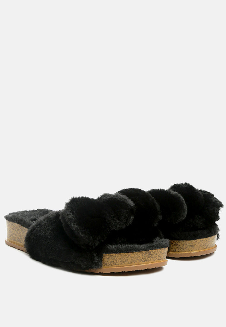 Fuzz Bow Fur Flats - Goddess Imports Marketplace