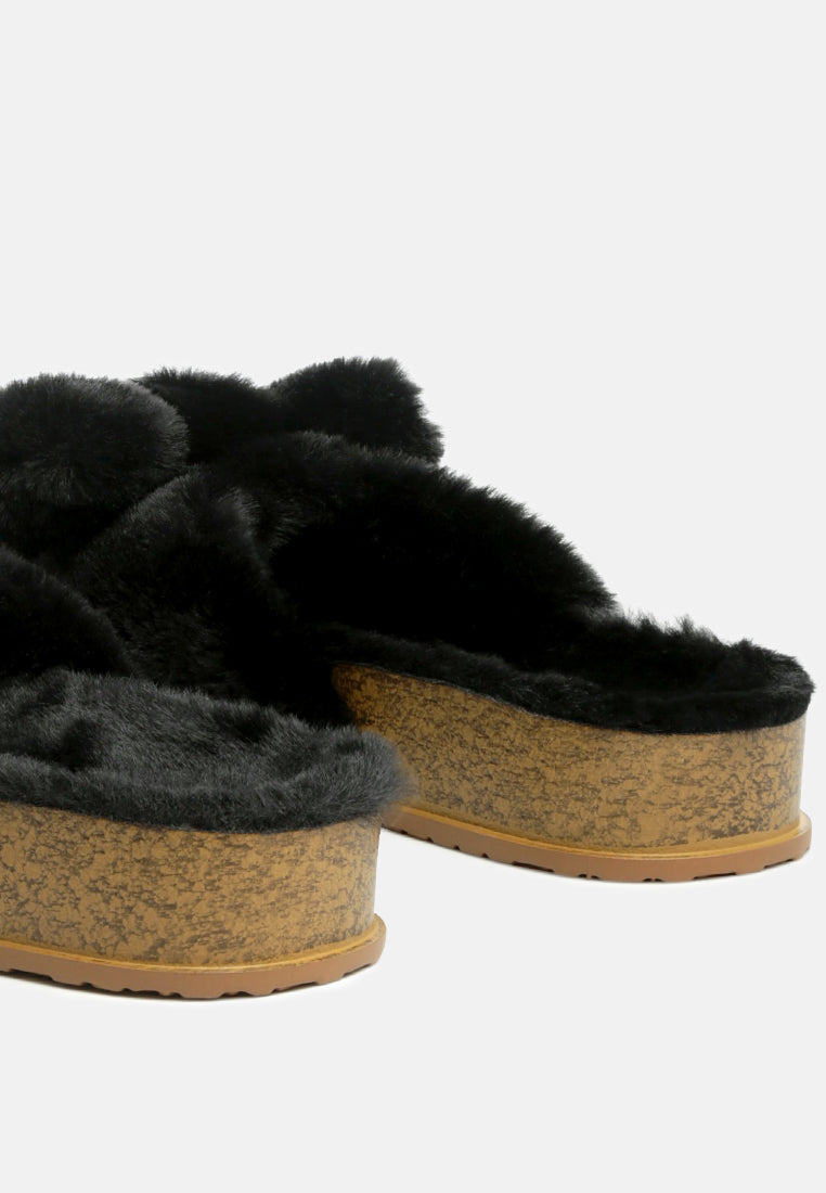 Fuzz Bow Fur Flats - Goddess Imports Marketplace