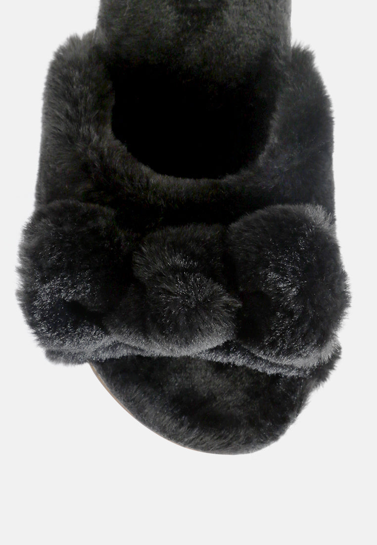 Fuzz Bow Fur Flats - Goddess Imports Marketplace