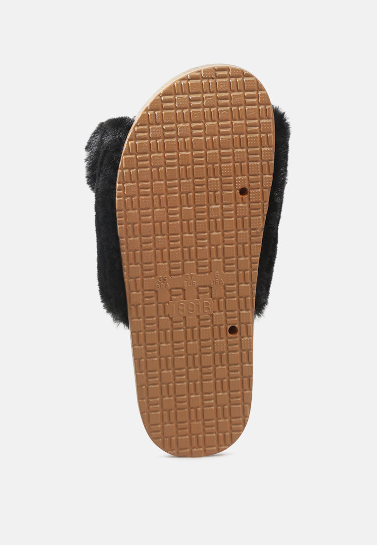Fuzz Bow Fur Flats - Goddess Imports Marketplace