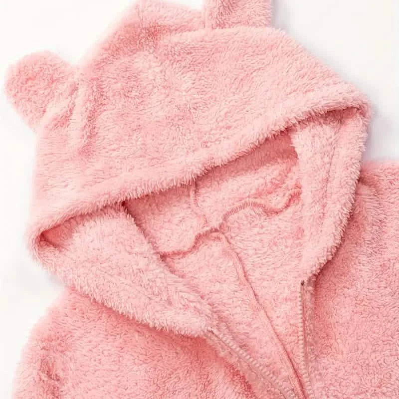 Fuzzy Hooded Pajama Jumpsuit For Music Festival, Long Sleeve Zipper Lingerie & Sleepwear by DailySale