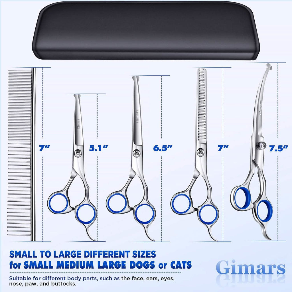 Gimars 6-in-1 Professional Stainless Steel Safety Pet Grooming Scissors by DailySale