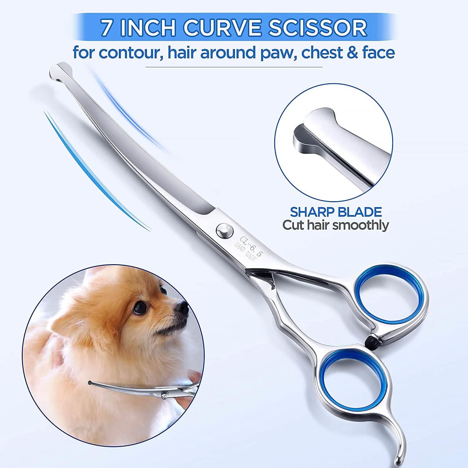 Gimars 6-in-1 Professional Stainless Steel Safety Pet Grooming Scissors by DailySale