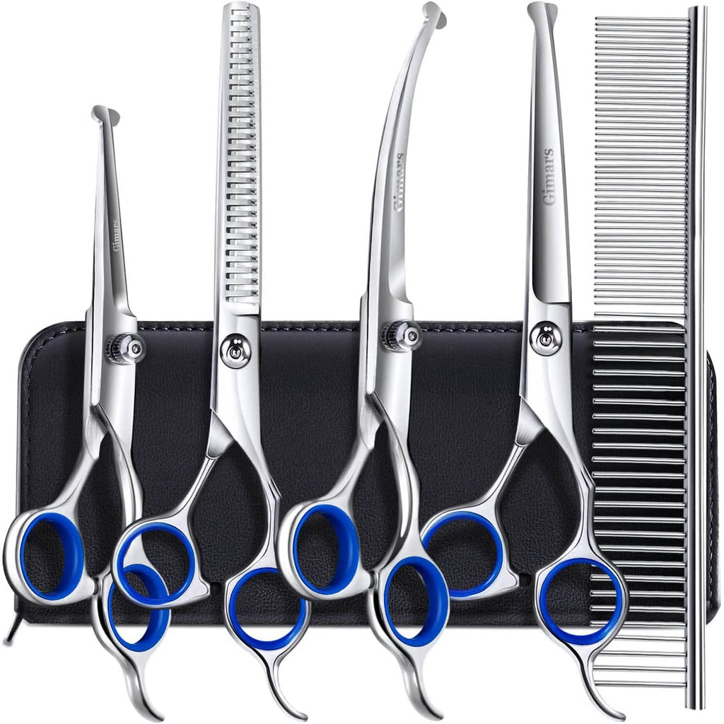 Gimars 6-in-1 Professional Stainless Steel Safety Pet Grooming Scissors by DailySale