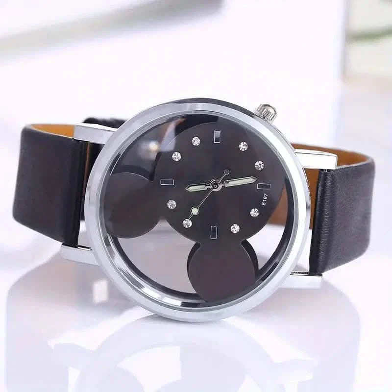 Girls Cute Elegant Hollow Out Mouse Quartz Watch With Faux Leather Band by DailySale