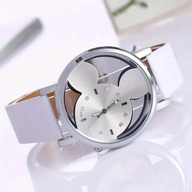 Girls Cute Elegant Hollow Out Mouse Quartz Watch With Faux Leather Band by DailySale