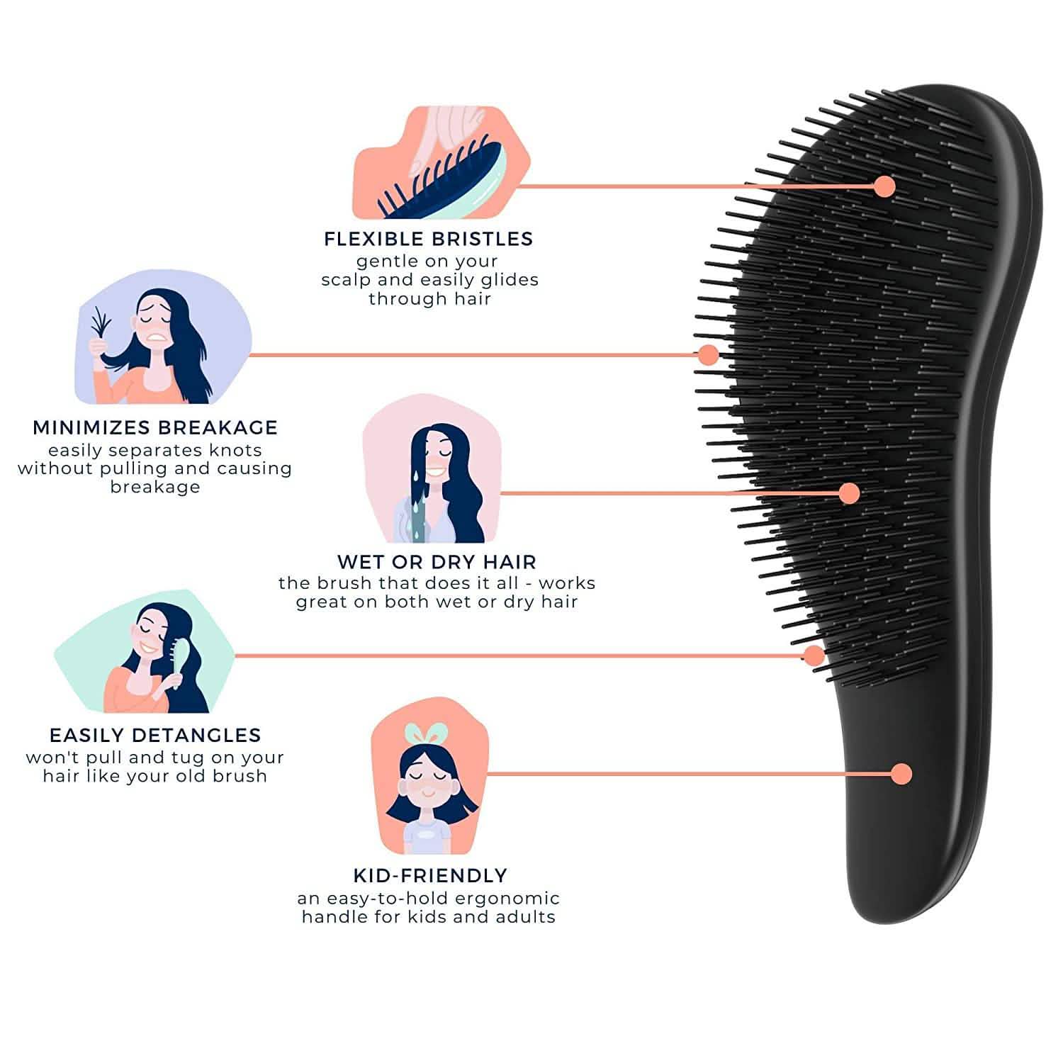 Glide Thru Detangling Brush for Kids & Adult Hair by DailySale