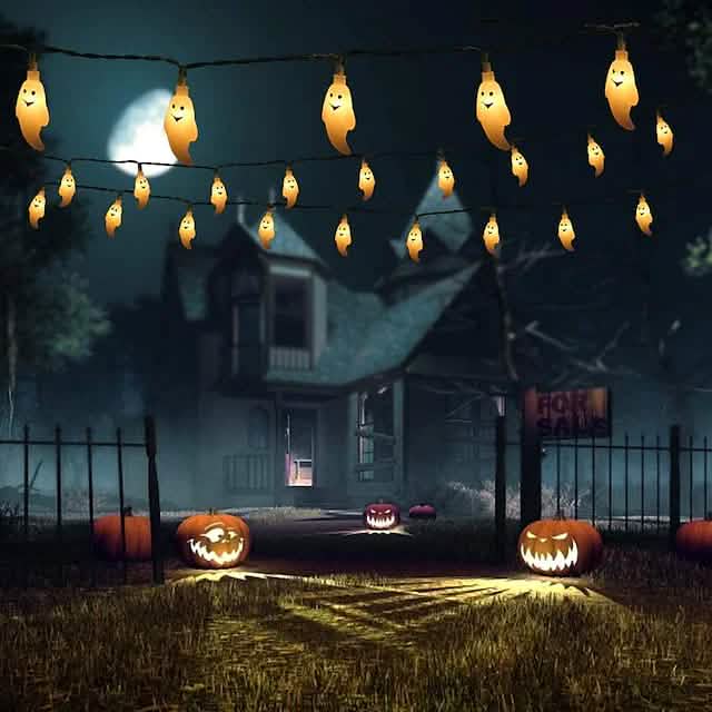 Halloween Cute Ghost LED String Lights Upholstery Lights by DailySale