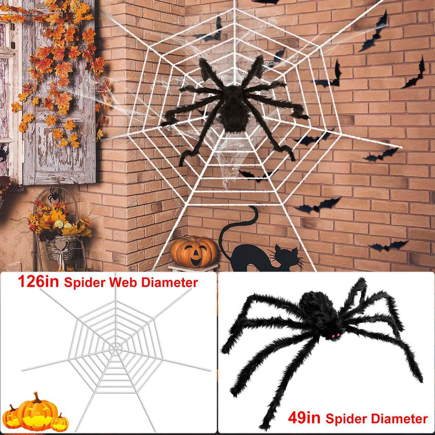Halloween Decorations Spider 49" with 126" Tarantula Mega Spider Web by DailySale
