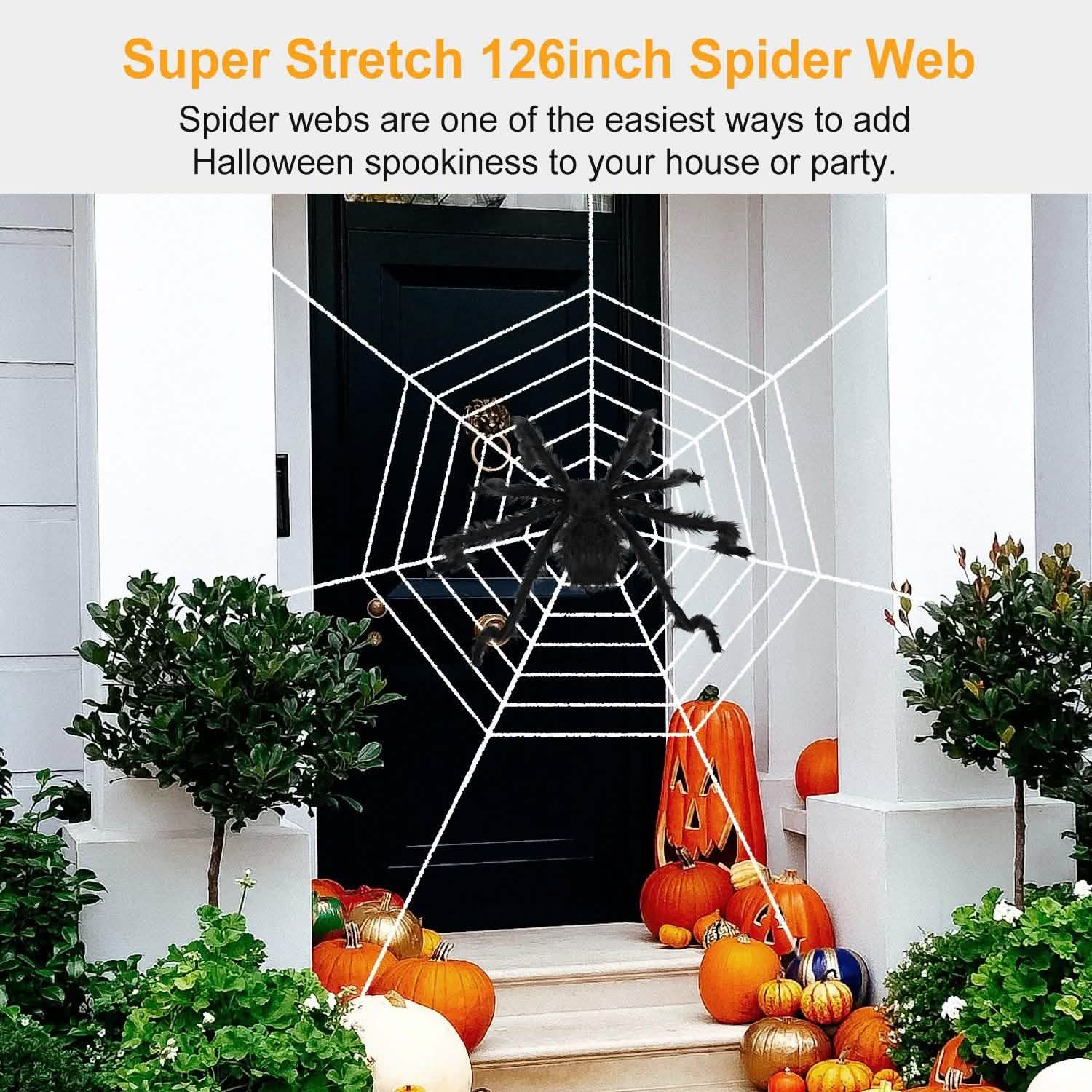 Halloween Decorations Spider 49" with 126" Tarantula Mega Spider Web by DailySale