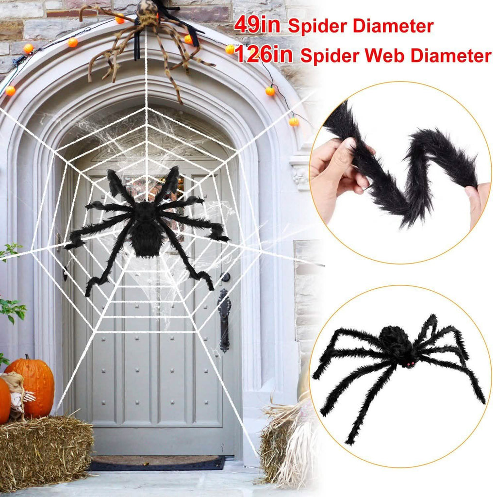 Halloween Decorations Spider 49" with 126" Tarantula Mega Spider Web by DailySale