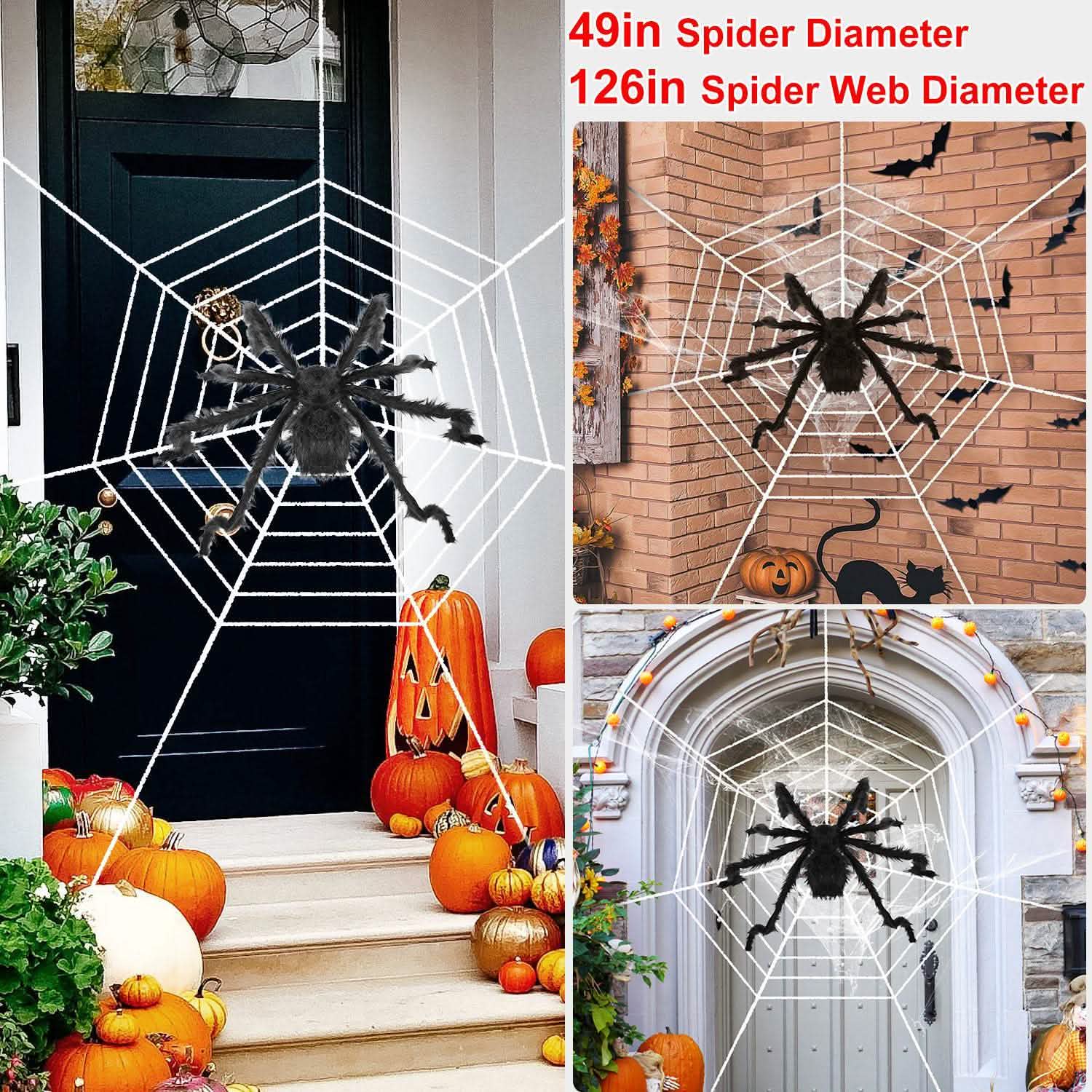 Halloween Decorations Spider 49" with 126" Tarantula Mega Spider Web by DailySale