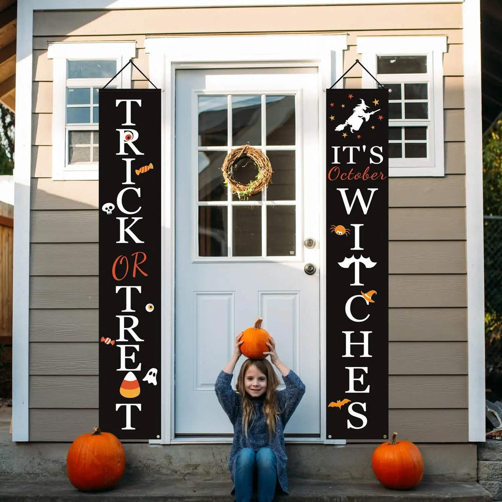 Halloween Porch Decoration October Witch Front Porch Banner Decorations by DailySale