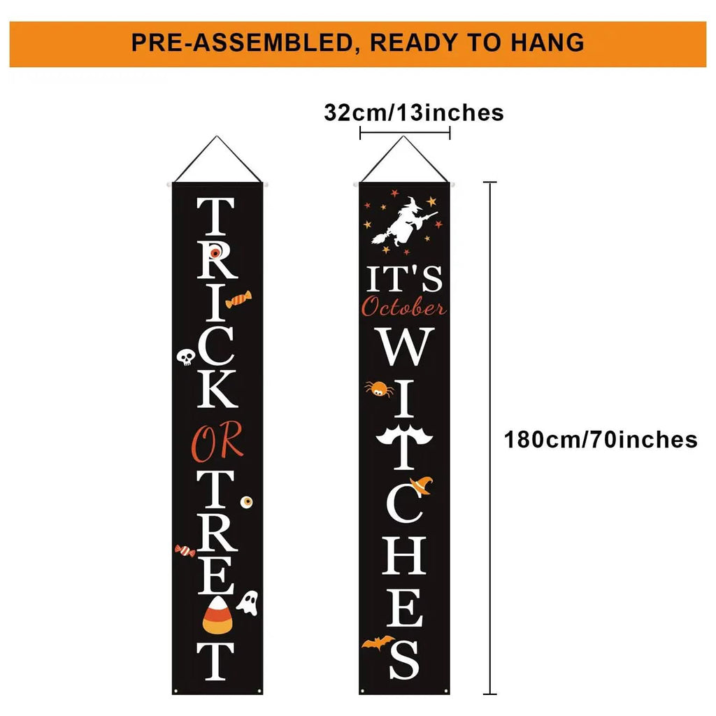 Halloween Porch Decoration October Witch Front Porch Banner Decorations by DailySale