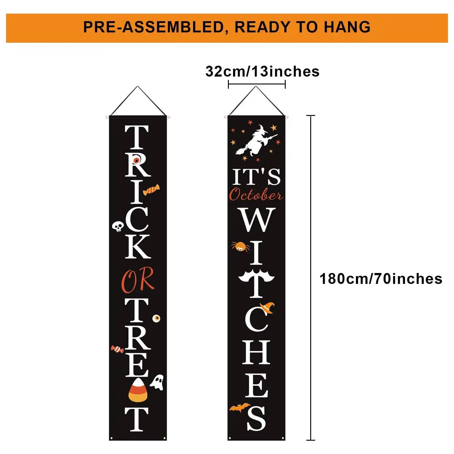 Halloween Porch Decoration October Witch Front Porch Banner Decorations by DailySale