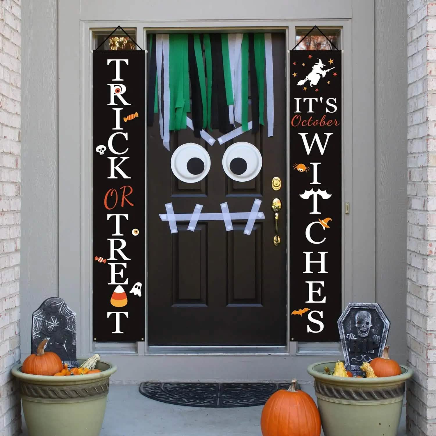 Halloween Porch Decoration October Witch Front Porch Banner Decorations by DailySale