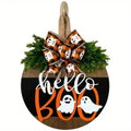 Halloween Round Wooden Board Front Door Decoration Wreath by DailySale