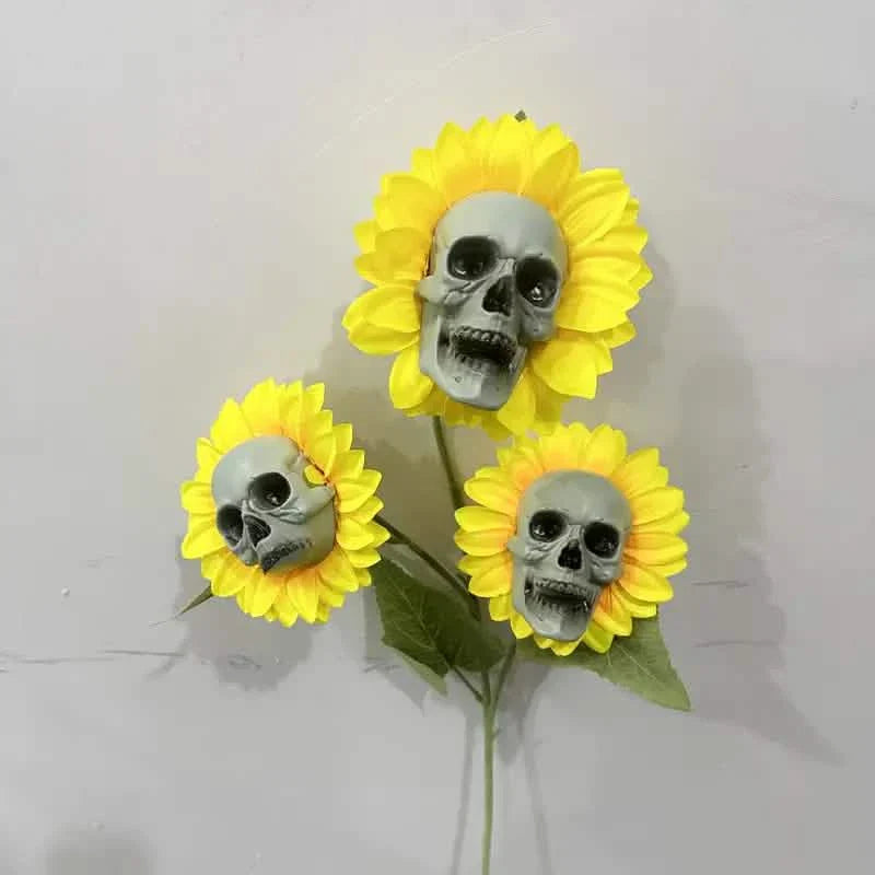 Halloween Sunflower Skull Head Garden Decoration by DailySale