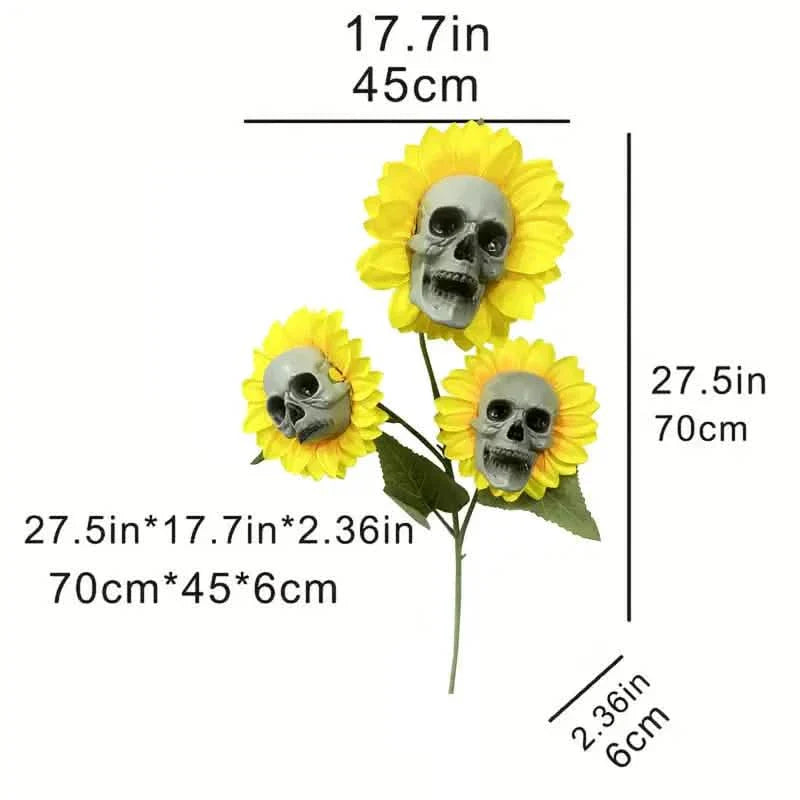 Halloween Sunflower Skull Head Garden Decoration by DailySale