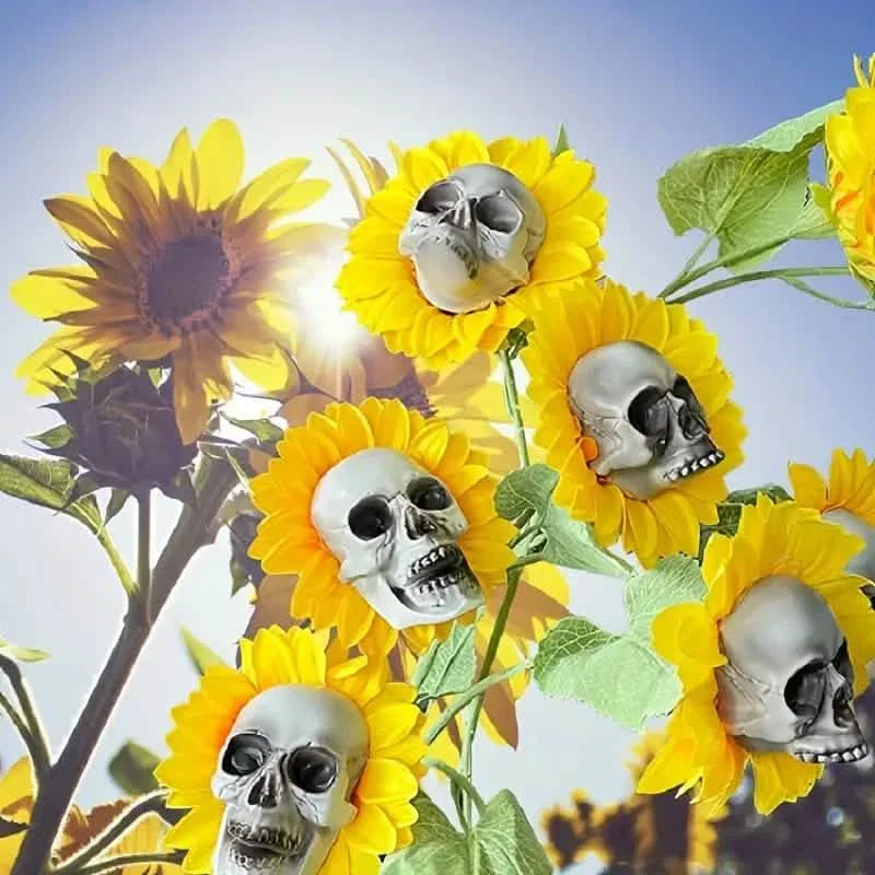 Halloween Sunflower Skull Head Garden Decoration by DailySale