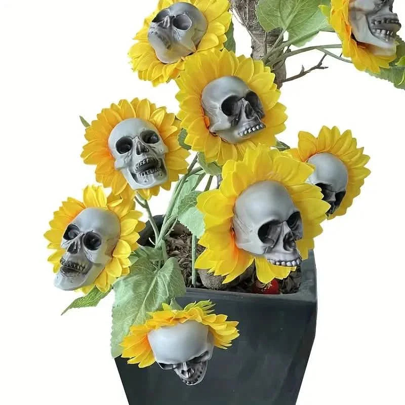 Halloween Sunflower Skull Head Garden Decoration by DailySale