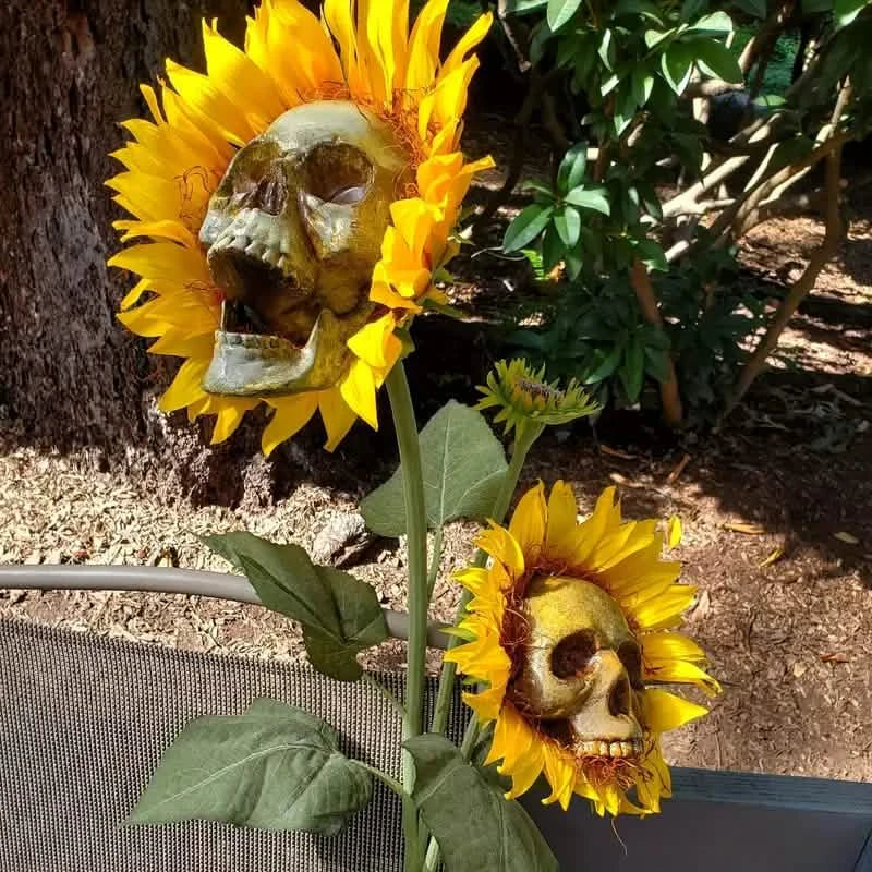 Halloween Sunflower Skull Head Garden Decoration by DailySale
