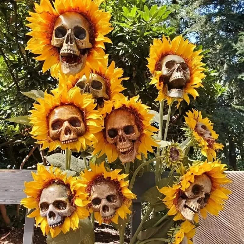 Halloween Sunflower Skull Head Garden Decoration by DailySale