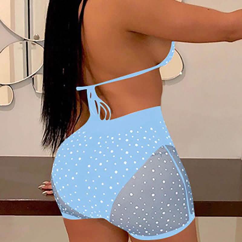 Halter See Through Sequins Mesh Bra & Shorts by DailySale