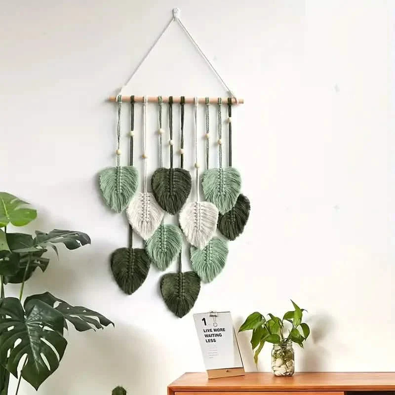 Handwoven Cotton Rope Leaf Tapestry by DailySale