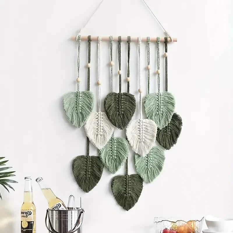 Handwoven Cotton Rope Leaf Tapestry by DailySale