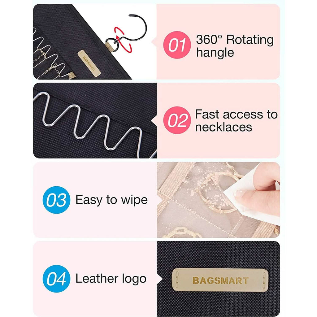 Hanging Jewelry Organizer Storage Roll by DailySale