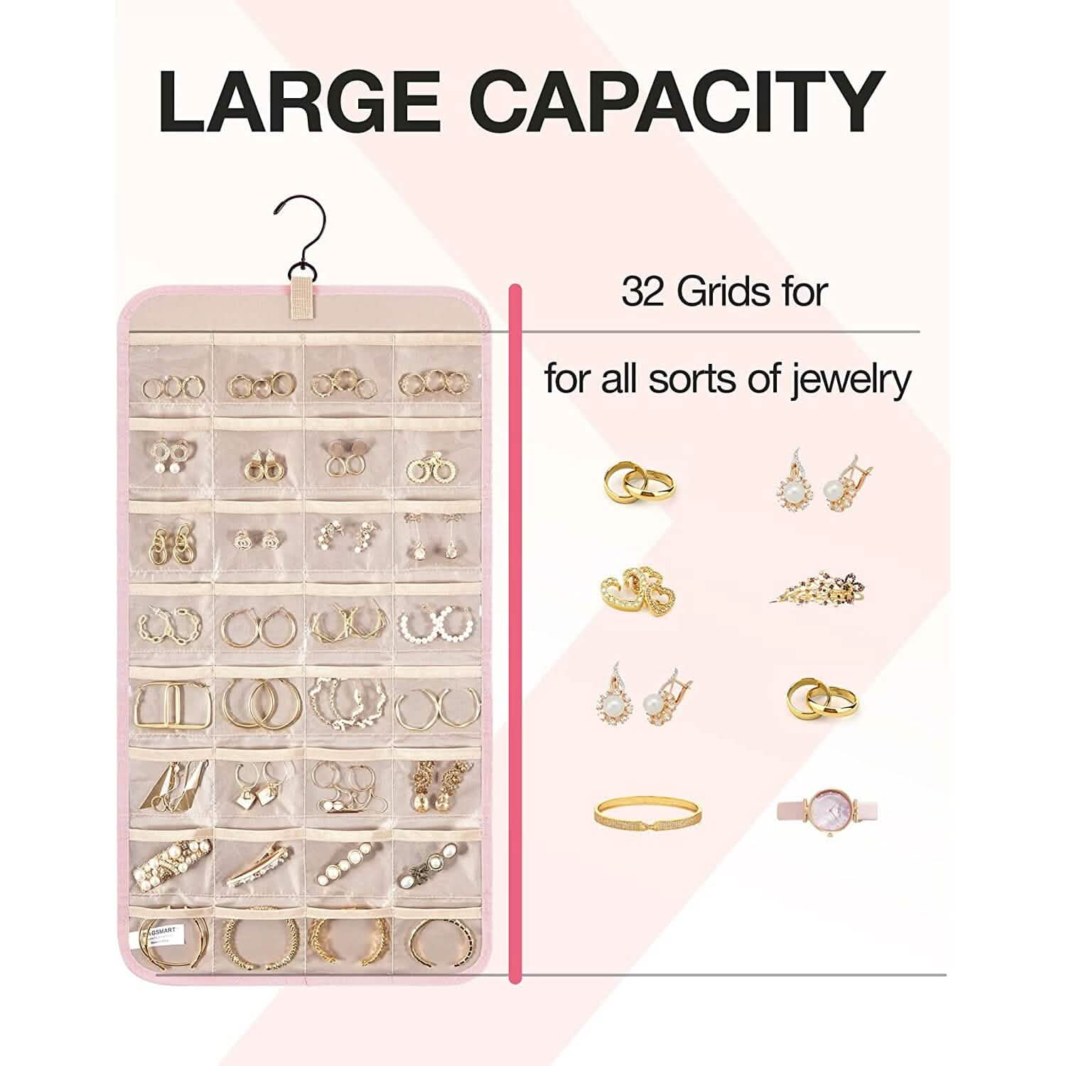 Hanging Jewelry Organizer Storage Roll by DailySale