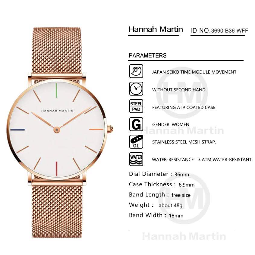 Hannah Martin High Quality Waterproof Ladies Watch by DailySale