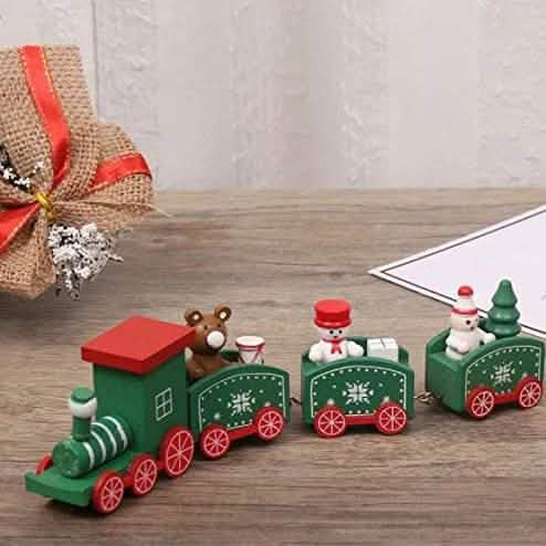 Happy Trees Wooden Christmas Train with Snowman by DailySale