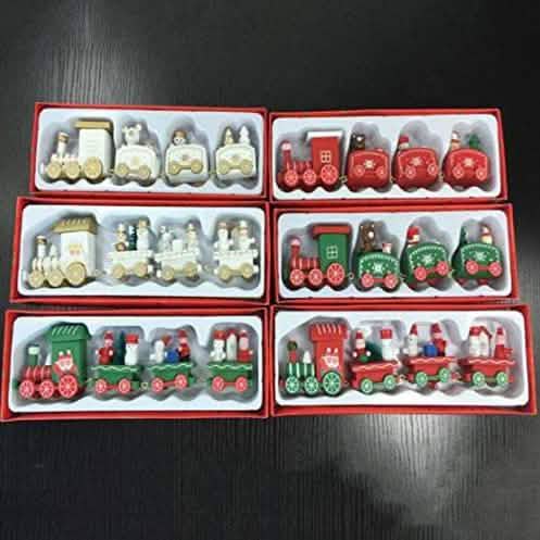 Happy Trees Wooden Christmas Train with Snowman by DailySale