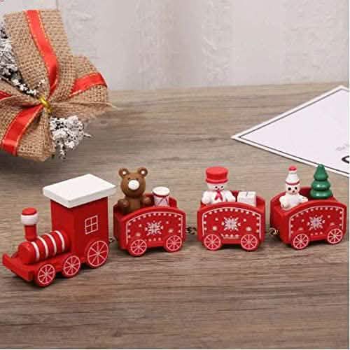 Happy Trees Wooden Christmas Train with Snowman by DailySale