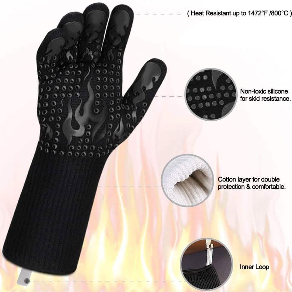 Heat Resistant Grilling Long Silicone Non-Slip Gloves by DailySale