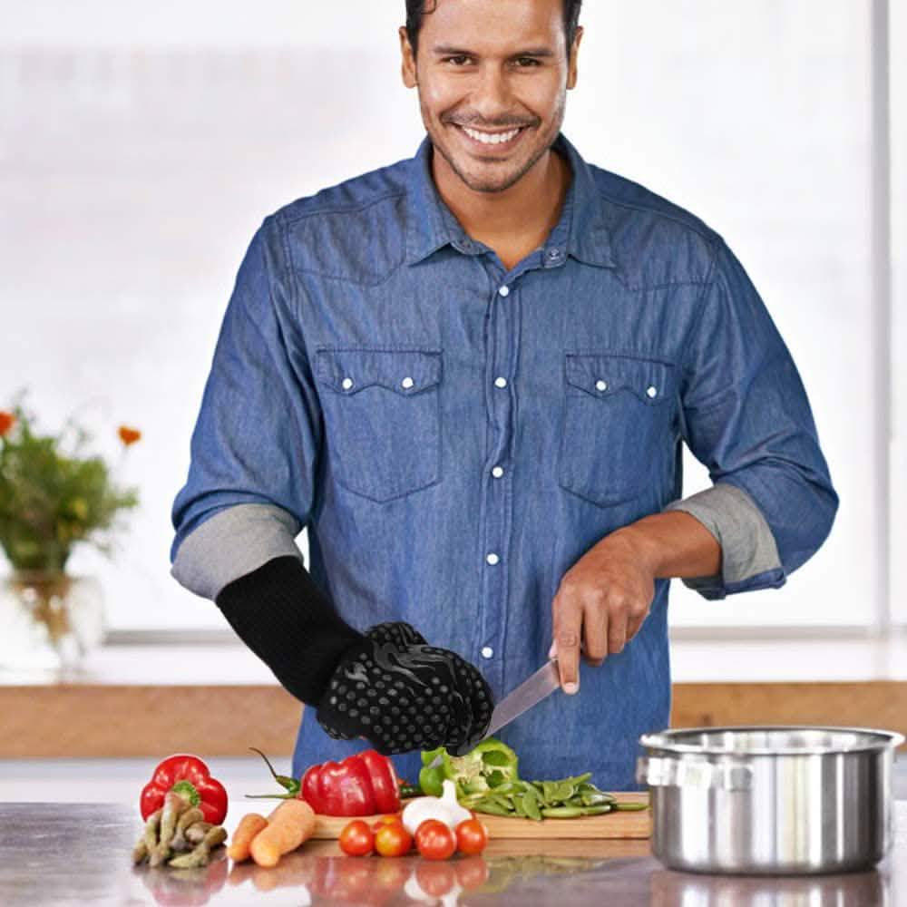 Heat Resistant Grilling Long Silicone Non-Slip Gloves by DailySale