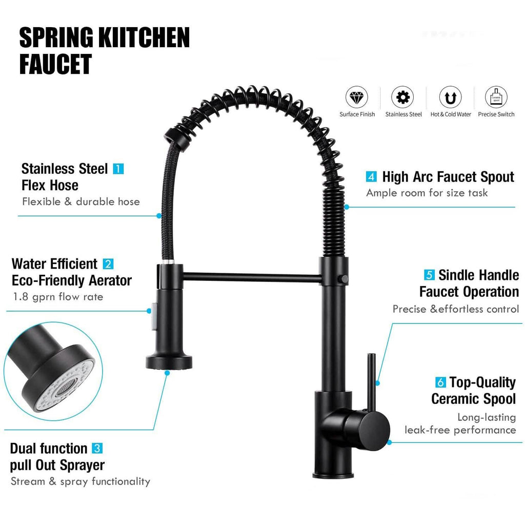 High Arc Spring Kitchen Sink Faucet by DailySale