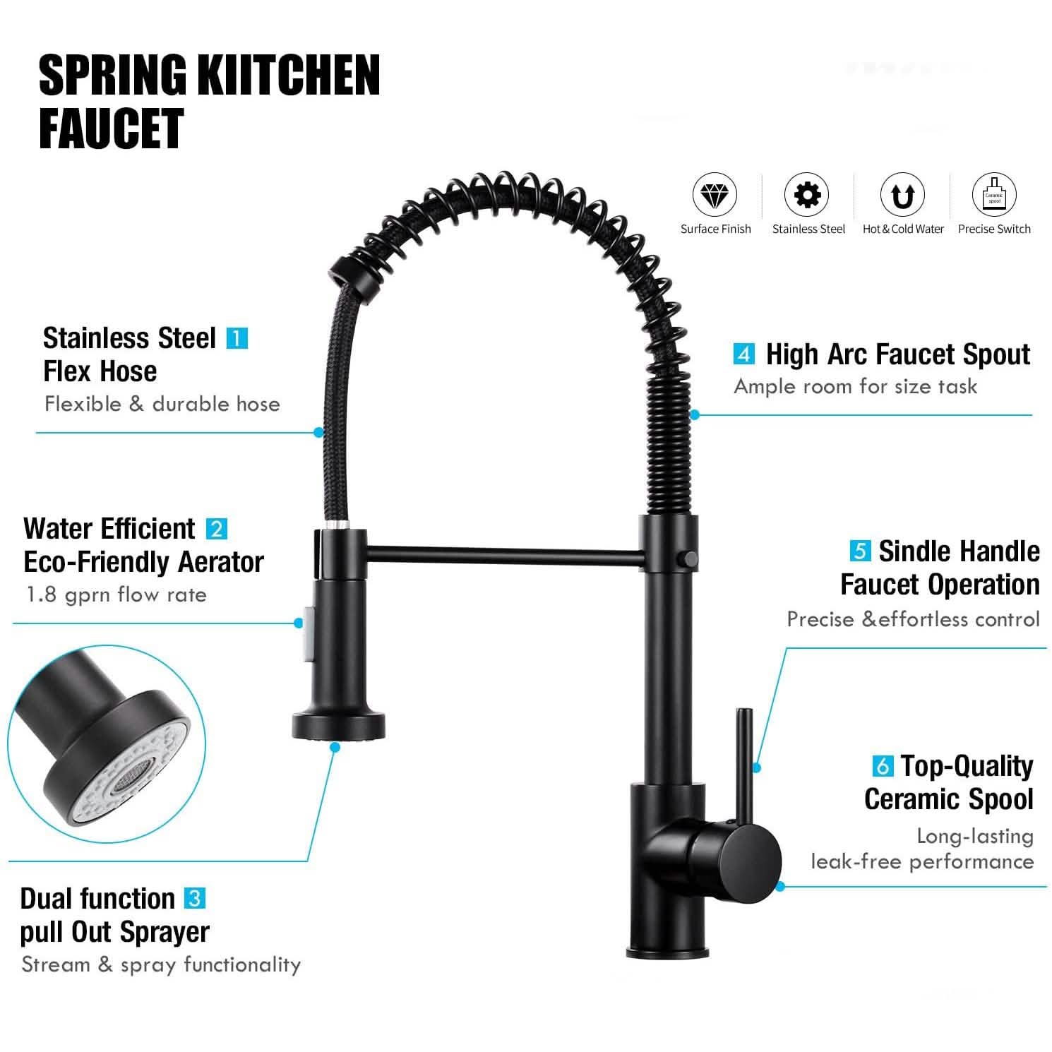 High Arc Spring Kitchen Sink Faucet by DailySale